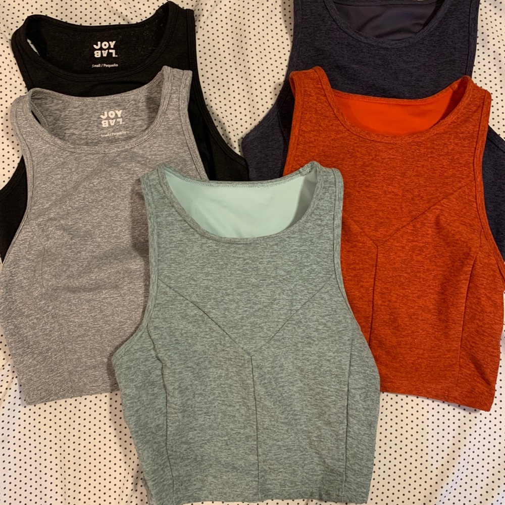 Set of 5 JoyLab crop workout tanks